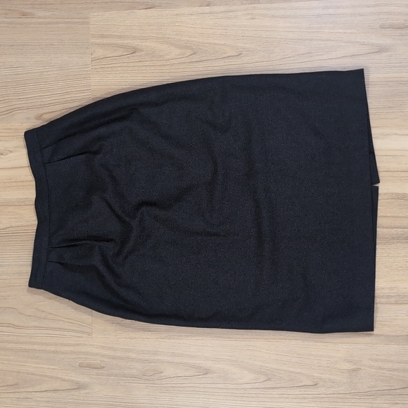 Quality Charcoal Grey Wool Blend Midi Pencil Skirt - Picture 3 of 10